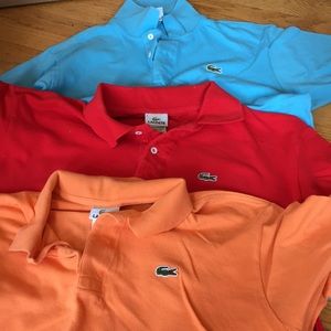 Three vintage Lacoste men’s shirts.  Size medium